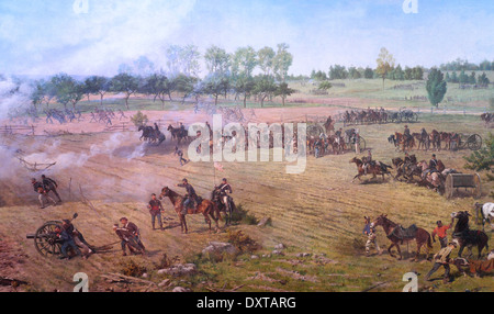 Bataille de Gettysburg - renforts se précipiter vers l'avant pour se défendre contre la charge de Pickett - Juillet 3, 1863 Banque D'Images