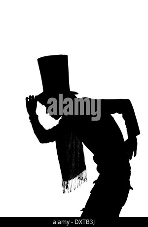 Silhouette d'un bel homme avec chapeau saluting Banque D'Images