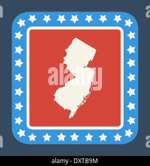 Bouton de l'état du New Jersey sur drapeau américain dans télévision web design style, isolé sur fond blanc. Banque D'Images