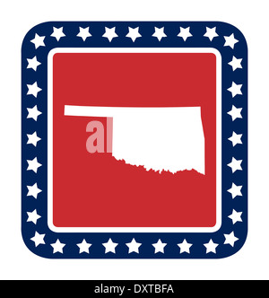 Sur le bouton d'état de l'Oklahoma drapeau américain en télévision web design style, isolé sur fond blanc. Banque D'Images