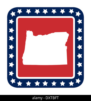 Bouton d'état de l'Oregon sur drapeau américain dans télévision web design style, isolé sur fond blanc. Banque D'Images