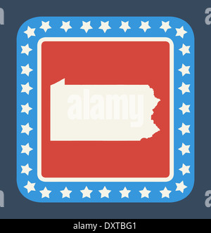 Bouton d'état de Pennsylvanie sur drapeau américain dans télévision web design style, isolé sur fond blanc. Banque D'Images