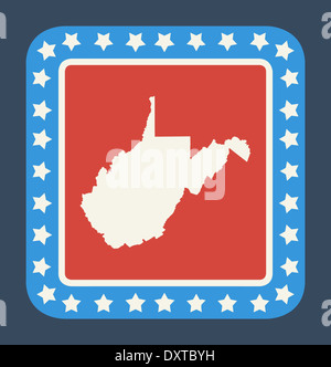 West Virginia State bouton sur drapeau américain dans télévision web design style, isolé sur fond blanc. Banque D'Images