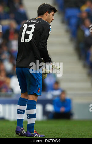 Barcelone, Espagne. Mar 29, 2014. Javi Lopez (RCD Espanyol), au cours de la Liga match de football entre l'Espanyol et le FC Barcelone, au stade Cornella-El Prat à Barcelone, Espagne, samedi 29 mars, 2014. Foto : S.Lau : dpa Crédit photo alliance/Alamy Live News Banque D'Images