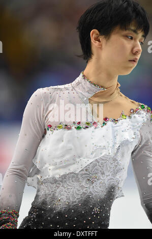 Saitama, Japon. Mar 28, 2014. Yuzuru Hanyu (JPN) Figure Skating : Yuzuru Hanyu du Japon s'effectue dans l'épreuve du patinage libre au Saitama Super Arena au cours de l'ISU World Figure Skating Championship à Saitama, Japon . © Hitoshi Mochizuki/AFLO/Alamy Live News Banque D'Images