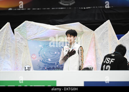 Saitama, Japon. Mar 28, 2014. Yuzuru Hanyu (JPN) Figure Skating : Yuzuru Hanyu du Japon dans l'épreuve du patinage libre au Saitama Super Arena au cours de l'ISU World Figure Skating Championship à Saitama, Japon . © Hitoshi Mochizuki/AFLO/Alamy Live News Banque D'Images