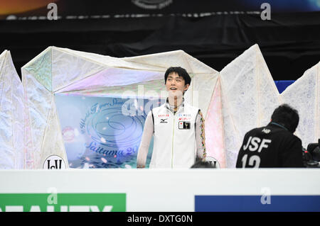 Saitama, Japon. Mar 28, 2014. Yuzuru Hanyu (JPN) Figure Skating : Yuzuru Hanyu du Japon dans l'épreuve du patinage libre au Saitama Super Arena au cours de l'ISU World Figure Skating Championship à Saitama, Japon . © Hitoshi Mochizuki/AFLO/Alamy Live News Banque D'Images