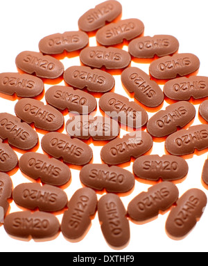 La simvastatine (statine) 20mg comprimés, Londres Banque D'Images