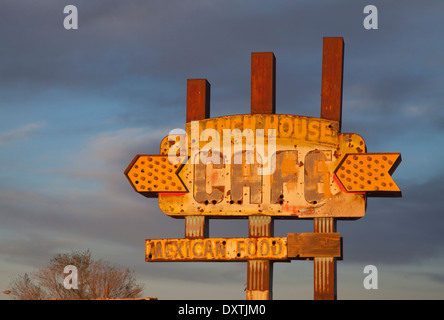 Vieux RanchHouse Cafe signe, Tucumcari, New Mexico. Banque D'Images