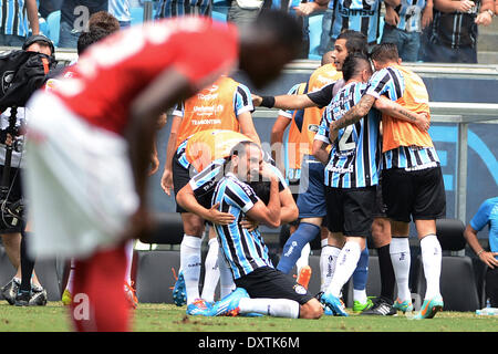 Porto Alegre, Brésil. 30Th Mar, 2014. Barcos célébration dans le dernier match de championnat Gaucho entre Gremio et l'Internacional de Porto Alegre, joué à l'Arena do Gremio, le 30 mars 2014. Photo : Edu/Urbanandsport Nurphoto Andrade/crédit : Edu/NurPhoto ZUMAPRESS.com/Alamy Andrade/Live News Banque D'Images