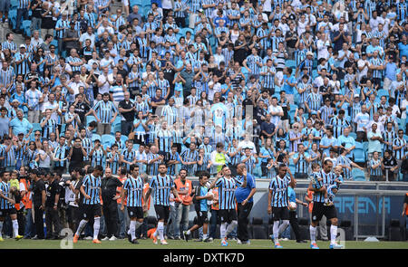 Porto Alegre, Brésil. 30Th Mar, 2014. Dans l'équipe de Gremio championnat Gaucho match final entre Gremio et l'Internacional de Porto Alegre, joué à l'Arena do Gremio, le 30 mars 2014. Photo : Edu/Urbanandsport Nurphoto Andrade/crédit : Edu/NurPhoto ZUMAPRESS.com/Alamy Andrade/Live News Banque D'Images