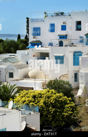 Maisons de Sidi Bou Saïd, Tunisie. Banque D'Images