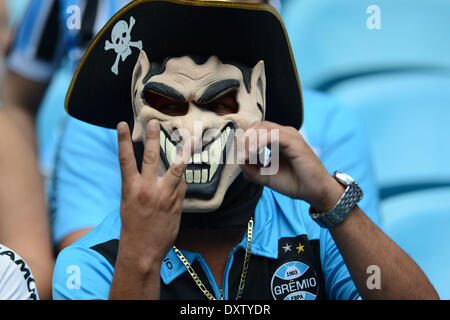 Porto Alegre, Brésil. 30Th Mar, 2014. Gremio supporter dans le match final du championnat Gaucho entre Gremio et l'Internacional de Porto Alegre, joué à l'Arena do Gremio, le 30 mars 2014. Photo : Edu/Nurphoto Urbanandsport Andrade/edu/NurPhoto © Andrade/ZUMAPRESS.com/Alamy Live News Banque D'Images