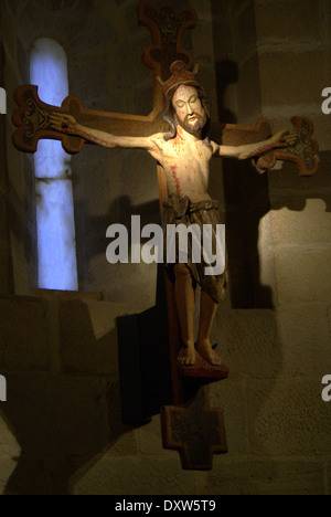 Début 13ème siècle, la figure du Christ église du Saint-Sépulcre Torres del Rio Espagne, El Camino de Santiago De Compostela Banque D'Images