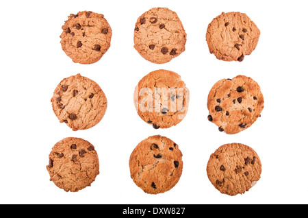 Cookies aux pépites de chocolat on white Banque D'Images