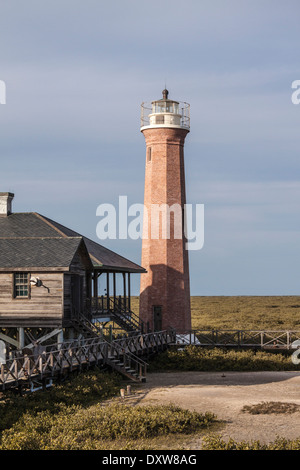 Aransas Pass phare, également connu sous le nom de Lydia Ann Phare, de Aransas Bay, près de Port Aransas, Texas. Banque D'Images