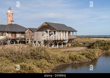 Aransas Pass phare, également connu sous le nom de Lydia Ann Phare, de Aransas Bay, près de Port Aransas, Texas. Banque D'Images