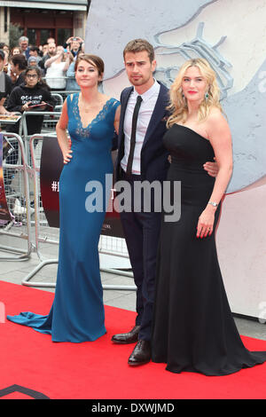 Kate Winslet, Theo James et Shailene Woodley arrivant à la divergence des UK Premiere, à l'Odeon Leicester Square, Londres. 30/03/2014 Banque D'Images