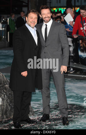 Russell Crowe et Hugh Jackman arrivant pour l'UK Premiere ou Noé, à l'Odeon Leicester Square, Londres. 31/03/2014/photo alliance Banque D'Images