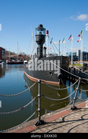 Swurn Lightship est maintenant un musée ancré à la Marina Kingston-upon-Hull East Yorkshire England Royaume-Uni GB Banque D'Images