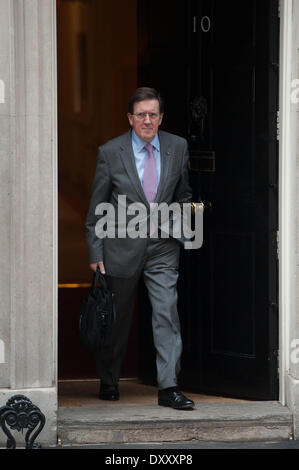 Londres, Royaume-Uni. 1er avril 2014. Ancien Secrétaire général de l'OTAN quitte Downing Street 10, le mardi 1er avril 2014. Credit : Heloise/Alamy Live News Banque D'Images