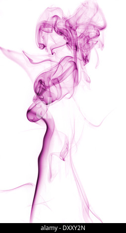 Purple abstract smoke isolé sur fond blanc Banque D'Images