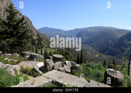 Fokida Grèce Mont Parnasse delphes vue depuis les ruines Banque D'Images