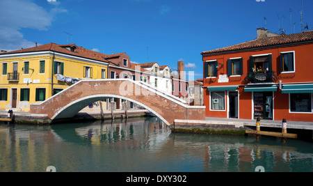 Pont de Murano : Ponte S. Martino, à partir de la Fondamenta Sebastiano Santi pour Fondamenta Andrea Navagero, Murano, Venise, Italie Banque D'Images