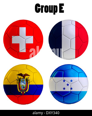 Championnat de Football 2014. au Brésil. Groupes E, la Suisse, l'Equateur, France, Honduras. 3d soccer ball design. Banque D'Images