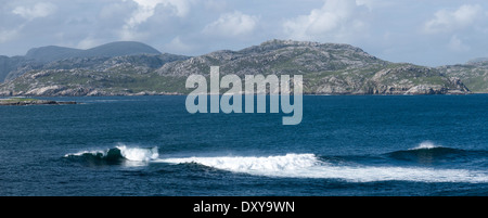 Les collines de l'ouest de Lewis, du Loch Clabhadail bay, Harris, Western Isles, Ecosse, Royaume-Uni. Banque D'Images