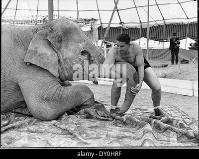 Wrestler, nobles Blomfield (prises de Leichhardt Stadium), 1937 / Sam Hood Banque D'Images