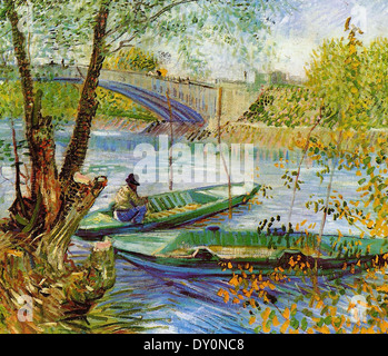 Vincent van Gogh La pêche au printemps, pont de Clichy Banque D'Images