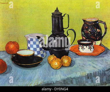 Vincent van Gogh Nature morte, cafetière en émail bleu, argile et de fruits Banque D'Images