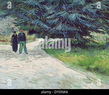 Vincent van Gogh Jardin Public avec Couple et sapin bleu (le jardin du poète III) Banque D'Images