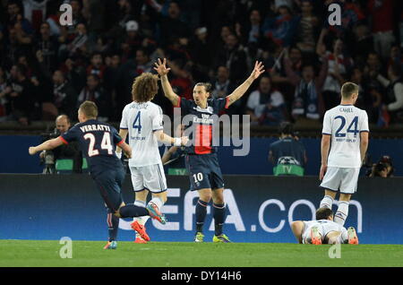 Paris, France. Apr 02, 2014. Zlatan Ibrahimovic (PSG) en action pendant le match entre le PSG et Chelsea Ligue des Champions Quart de finale : Action Crédit Plus Sport/Alamy Live News Banque D'Images