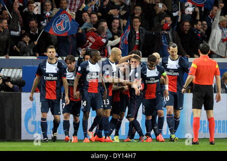 Paris, France. Apr 02, 2014. Ezequiel Lavezzi (PSG) en action pendant le match entre le PSG et Chelsea Ligue des Champions Quart de finale : Action Crédit Plus Sport/Alamy Live News Banque D'Images