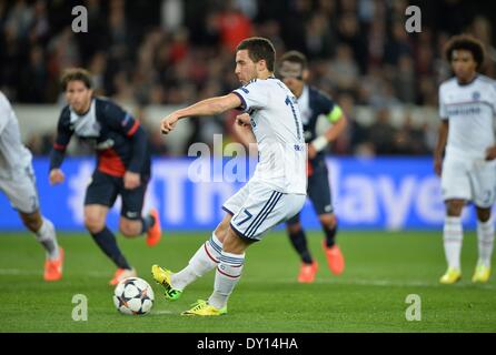 Paris, France. 09Th apr 2014. Mort Eden Hazard (CHE) en action pendant le match entre le PSG et Chelsea Ligue des Champions Quart de finale : Action Crédit Plus Sport/Alamy Live News Banque D'Images