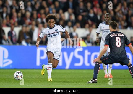 Paris, France. Apr 02, 2014. Willian (CHE) - en action pendant le match entre le PSG et Chelsea Ligue des Champions Quart de finale : Action Crédit Plus Sport/Alamy Live News Banque D'Images