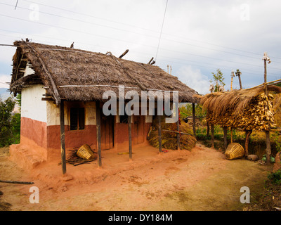 Maison de village au-dessus de Birendranagar, Surkhet, Népal Banque D'Images