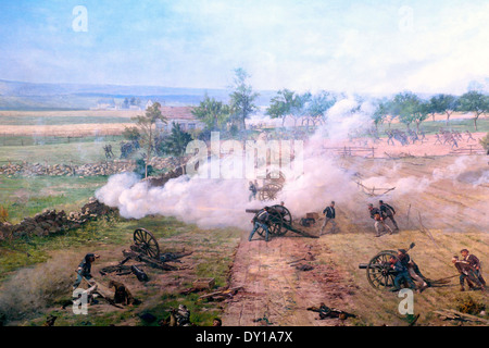 Bataille de Gettysburg - renforts se précipiter vers l'avant pour se défendre contre la charge de Pickett - Juillet 3, 1863 Banque D'Images