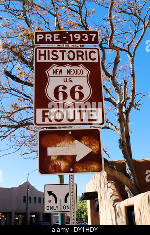 Signe de route 66, Santa Fe, New Mexico, USA Banque D'Images