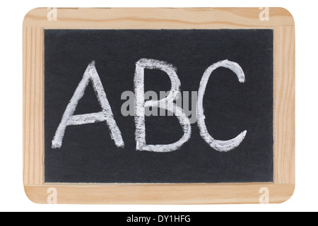 Les lettres ABC sur un tableau noir à l'école, isolated on white Banque D'Images