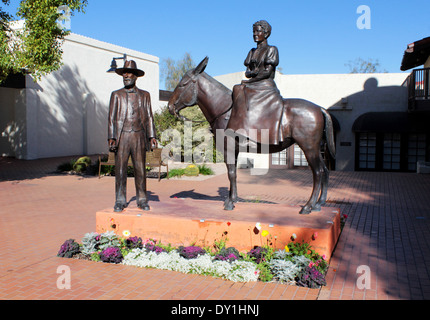 Statue de la fondateurs de Scottsdale, Arizona, USA, Winfield Scott et sa femme Helen Banque D'Images