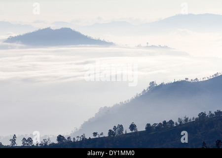 Tôt le matin, la mer de nuages majestueux dans le Sri Lanka Highlands, vu de Nuwara Eliya 5 Banque D'Images