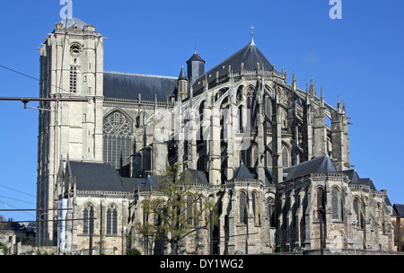 Le Mans, France, cathédrale gothique. Banque D'Images