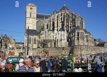 Le Mans, France, cathédrale gothique. Banque D'Images