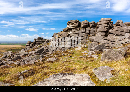 Tor supérieur, le parc national du Dartmoor, Belstone, l'ouest du Devon, Angleterre, Royaume-Uni, Europe. Banque D'Images