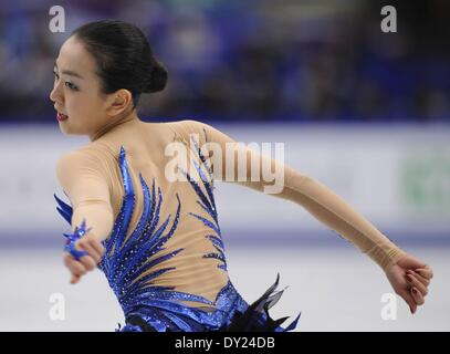 Saitama, Japon. Mar 29, 2014. Mao Asada du Japon en prestation au womens programme libre au cours de l'International Skating Syndicats (ISU) des Championnats du monde de patinage artistique à Tokyo, Japon, le 29 mars 2014. Mao Asada a remporté l'épreuve avec un score total de 216,69 points. © Plus Sport Action/Alamy Live News Banque D'Images