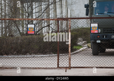 Le Sud de l'ex-Base navale dans Novoozerne ville prise par les Russes au cours de la Crimée crise 2014 Banque D'Images