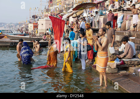 Varanasi, Inde, Dasaswamedh Ghat Banque D'Images